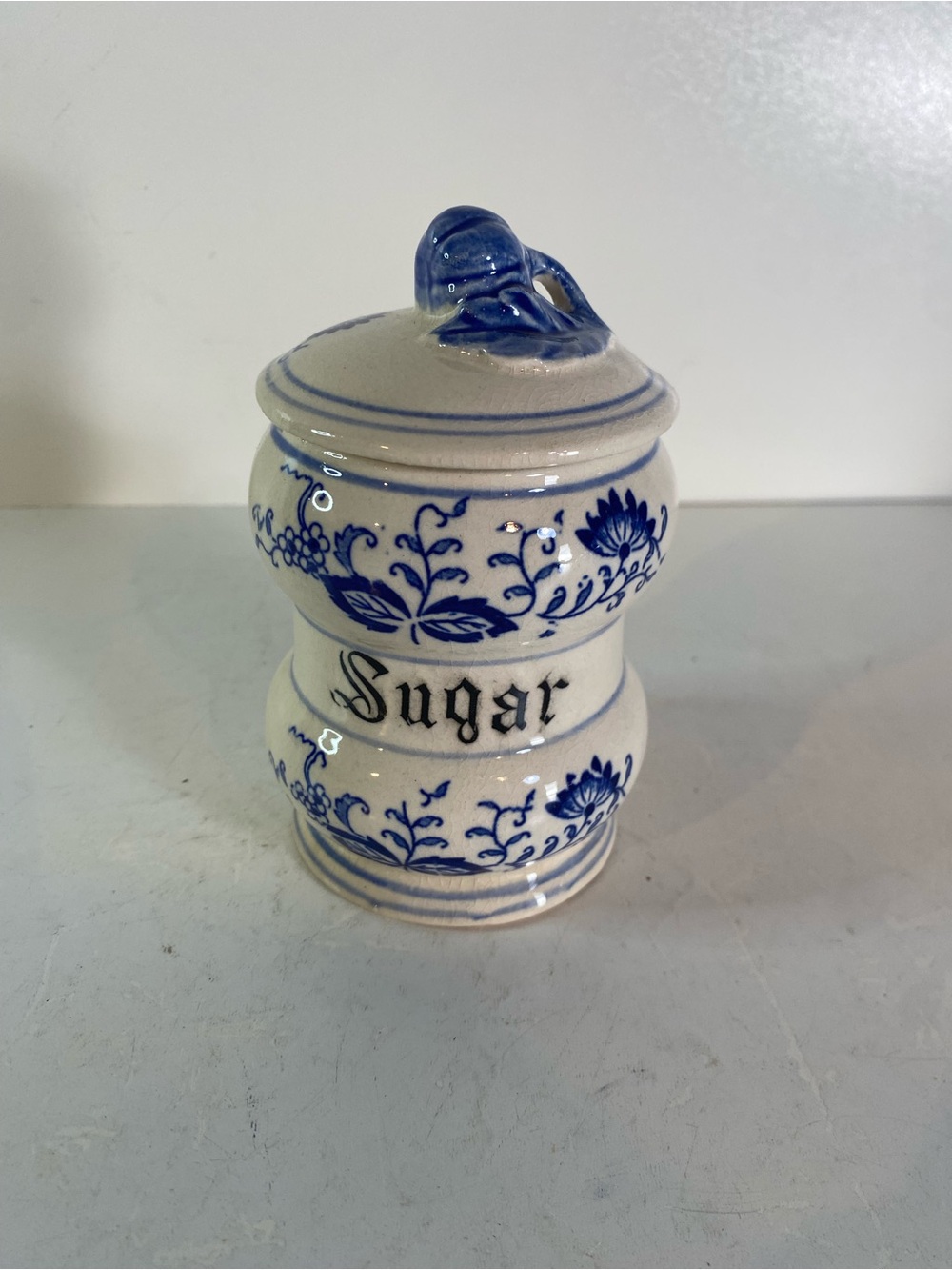 Arnart “Blue Onion” Sugar Jar With Lid 
5” Height Japan Mark